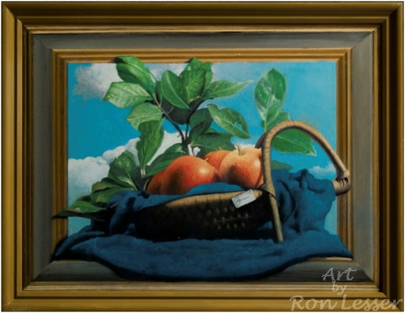 Apple in a Basket painting